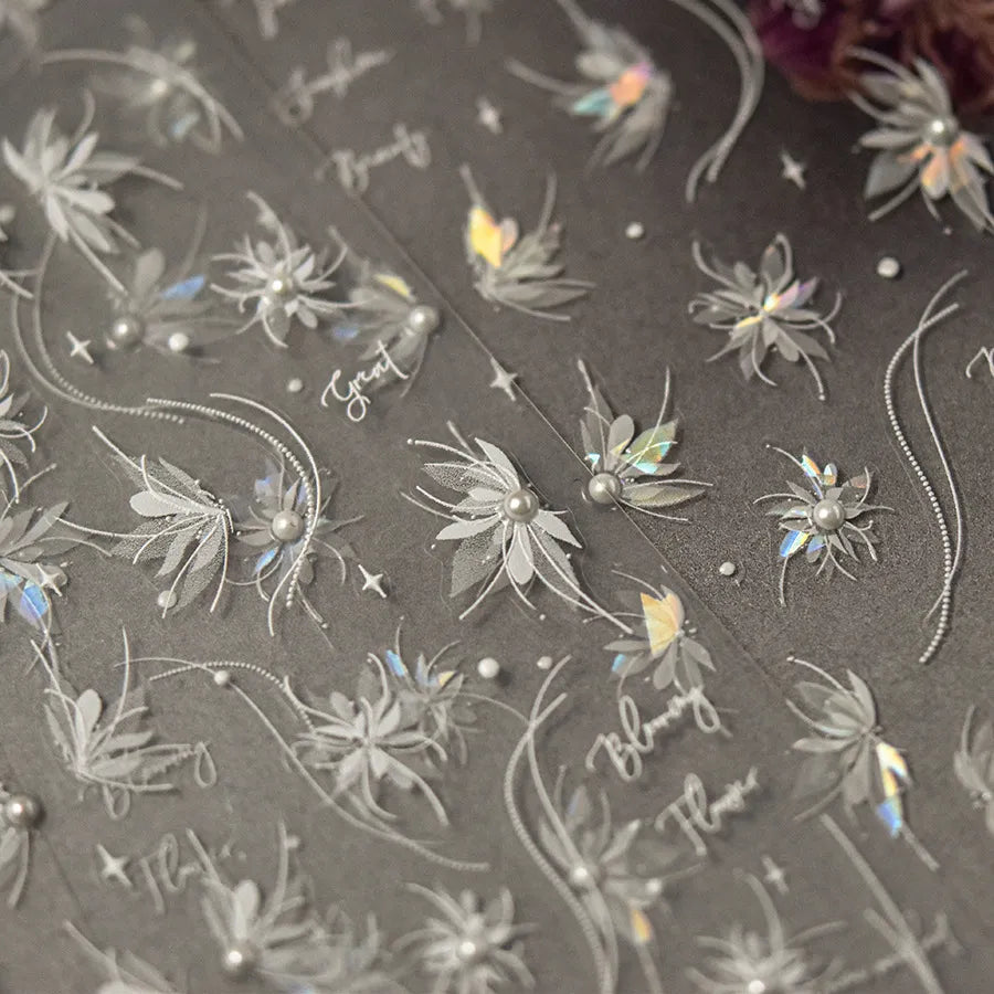 3D Aurora Flower Nail Stickers - Ultra Thin Blooming Flower Decals to3799