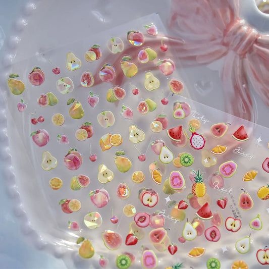 5D Fruit Nail Stickers – Juicy Pear, Mango Tropical Mix with Fig, Guava, Kiwi to4326