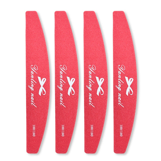 100/180 Red Half Moon Nail File (4-Pack)