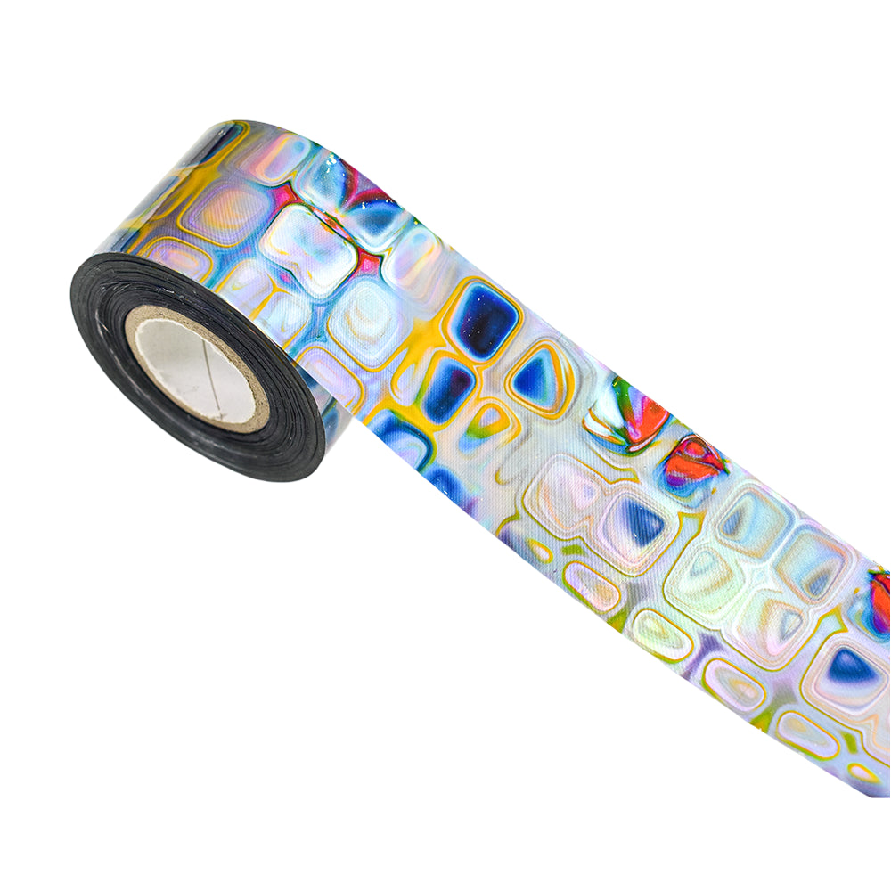 120m Abstract Nail Foil | Colorful Stained Glass & Watercolor Transfer Foil 03