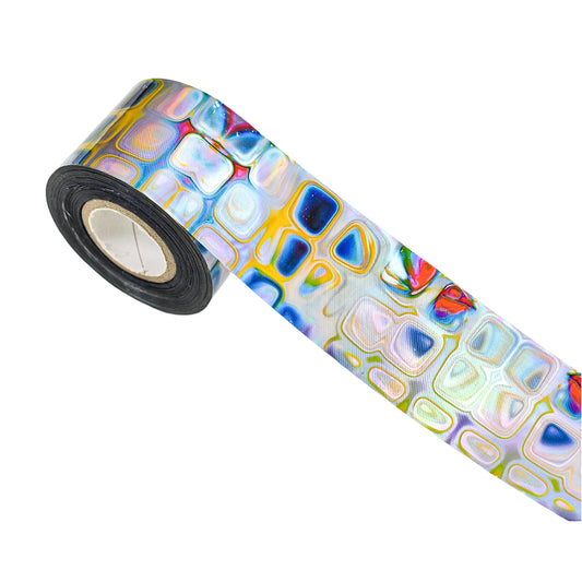 120m Abstract Nail Foil | Colorful Stained Glass & Watercolor Transfer Foil 03