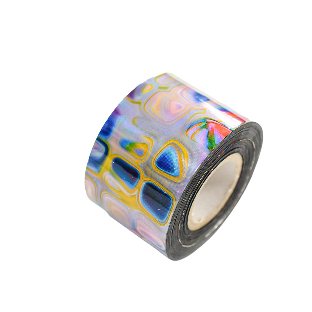 120m Abstract Nail Foil | Colorful Stained Glass & Watercolor Transfer Foil 03