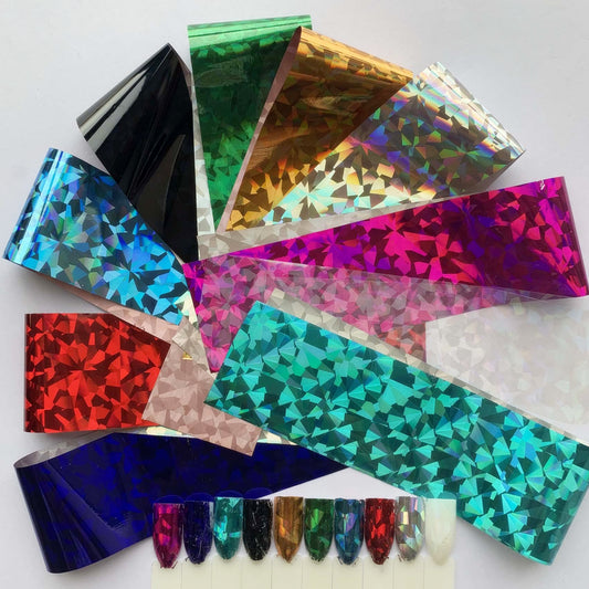 120m Crystal Holographic Silver Gold Shattered Glass Nail Art Foil 807