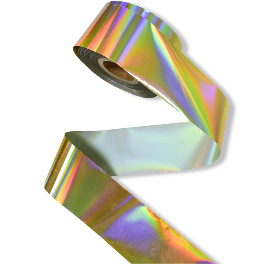 120m Holographic Aurora Nail Foil - Iridescent Chrome Mirror Effect Transfer Paper