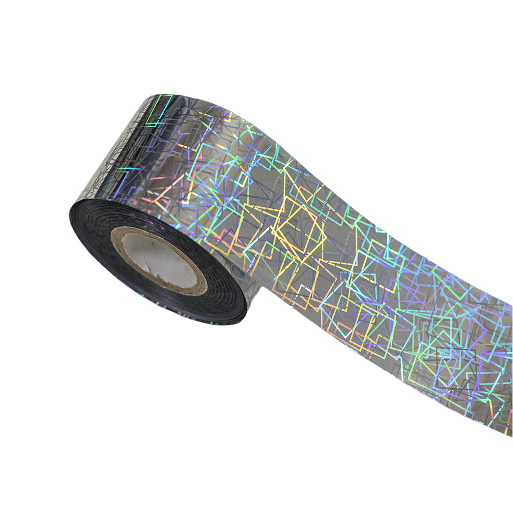 120m Holographic Geometric Frame Nail Foil | Abstract Square Line Nail Art Transfers 2017