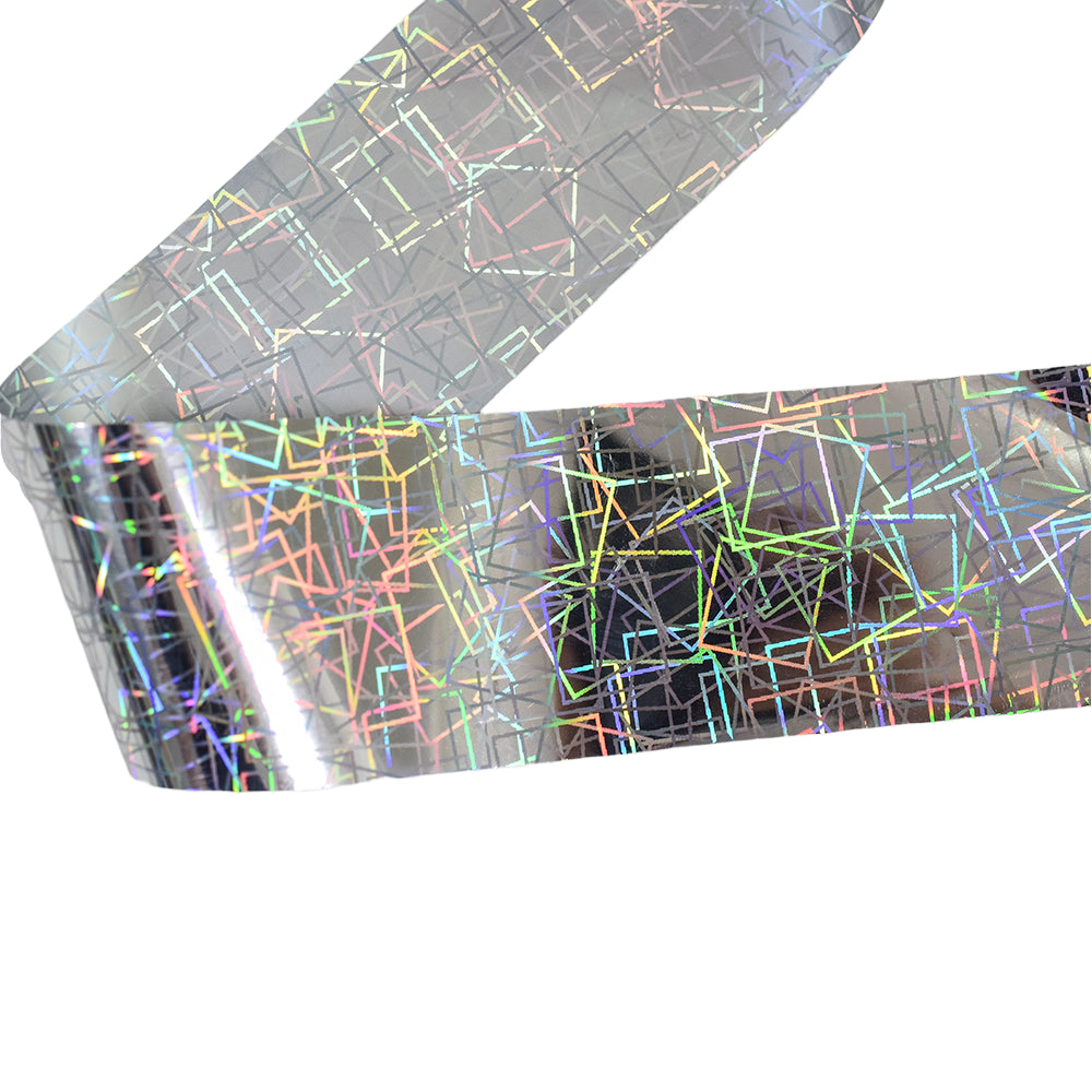 120m Holographic Geometric Frame Nail Foil | Abstract Square Line Nail Art Transfers 2017