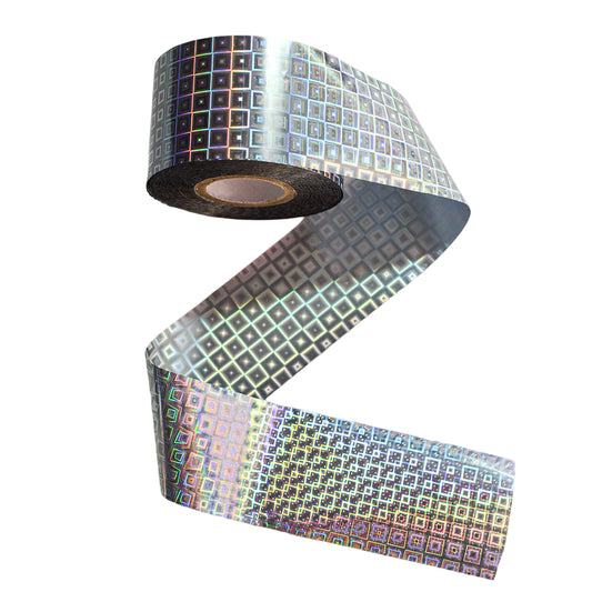 120m Holographic Geometric Grid Nail Art Foil | Laser Silver Nail Transfer Sticker 2004