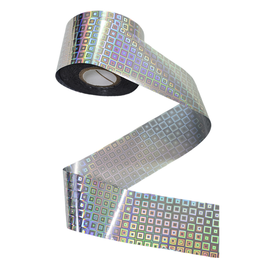 120m Holographic Grid Nail Foil | Geometric Square Nail Art Transfer WH04