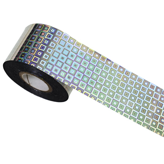 120m Holographic Grid Nail Foil | Geometric Square Nail Art Transfer WH04