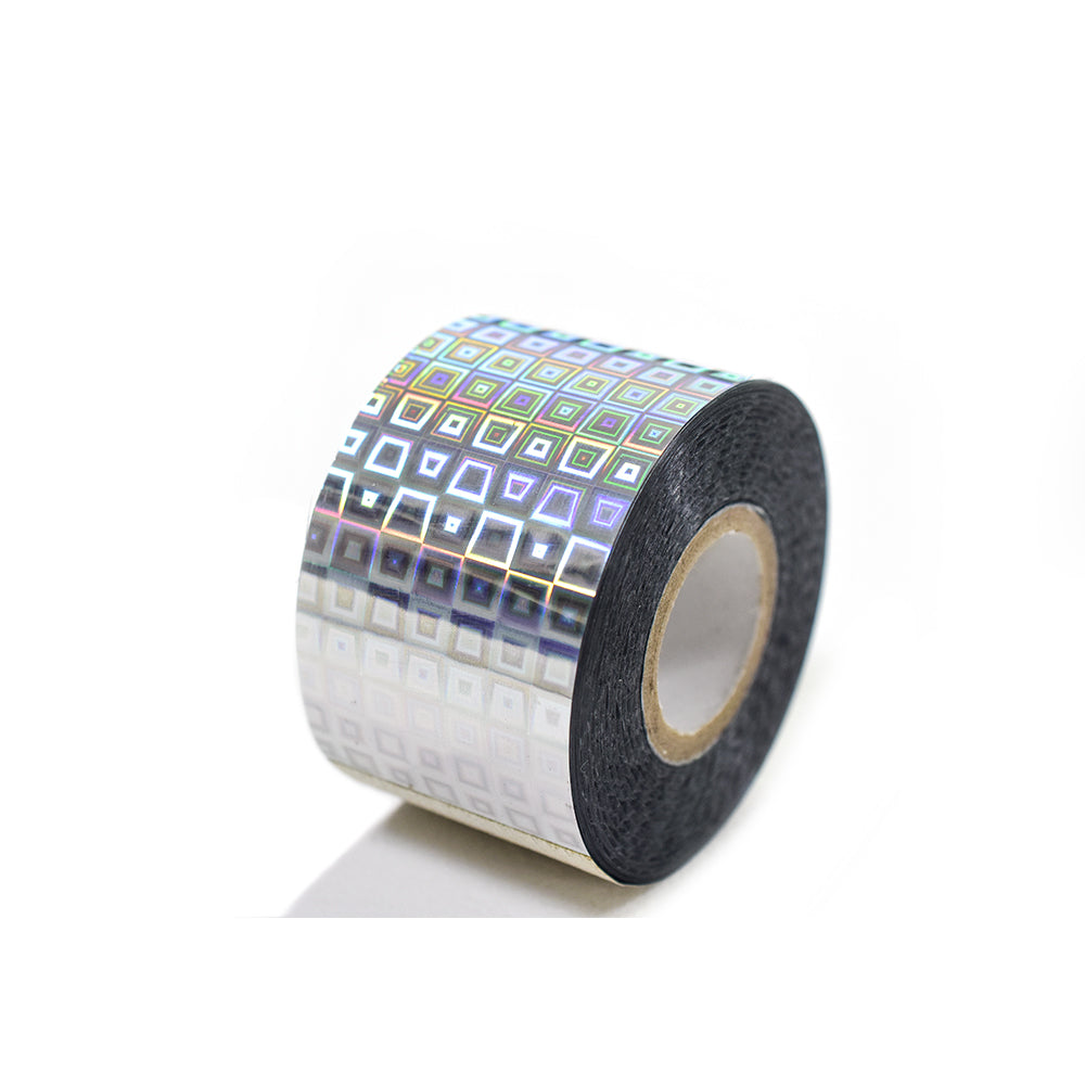 120m Holographic Grid Nail Foil | Geometric Square Nail Art Transfer WH04