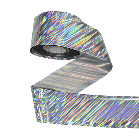 120m Linear Holographic Stripe Nail Foil | Laser Silver Diagonal Nail Transfers 2009