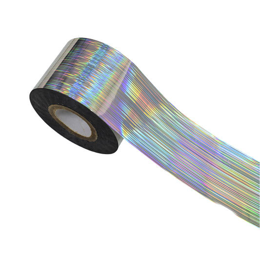 120m Linear Holographic Stripe Nail Foil | Laser Silver Futuristic Nail Transfers 2028