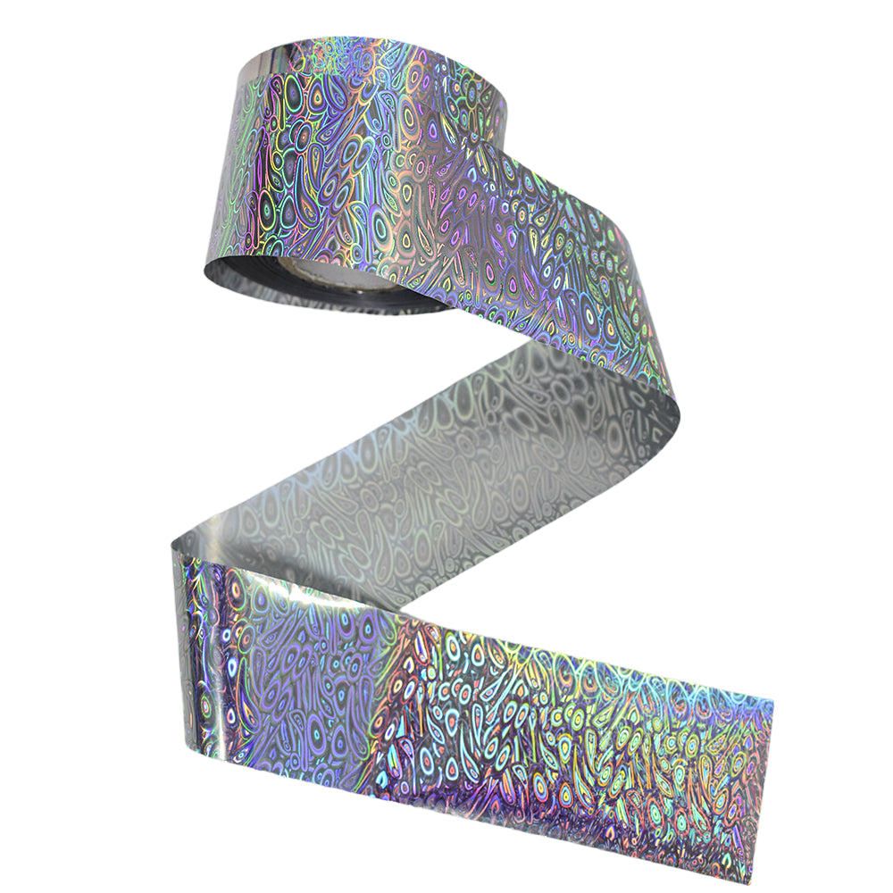 120m Psychedelic Swirl Holographic Nail Art Foil | Groovy Trippy Nail Transfers 2006