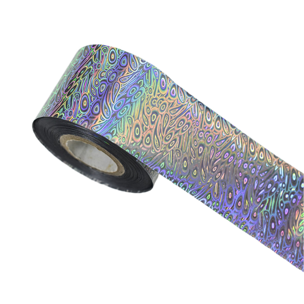 120m Psychedelic Swirl Holographic Nail Art Foil | Groovy Trippy Nail Transfers 2006