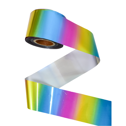 120m Rainbow Nail Foil - Metallic Chrome Effect Gradient Nail Art Transfer