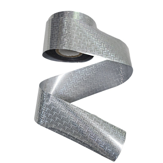 120m Silver Basket Weave Nail Foil | Woven Textured Nail Art Transfers 2030-2