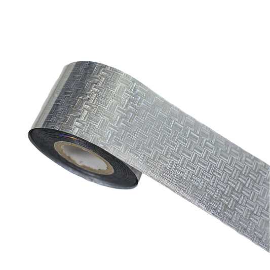 120m Silver Basket Weave Nail Foil | Woven Textured Nail Art Transfers 2030-2