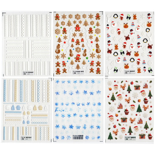 Christmas 5D Nail Art Sticker Kit (6 Sheets)