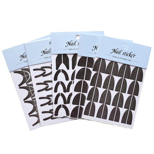 5-Pack French Manicure Black Tip Guides with Center Alignment Guide