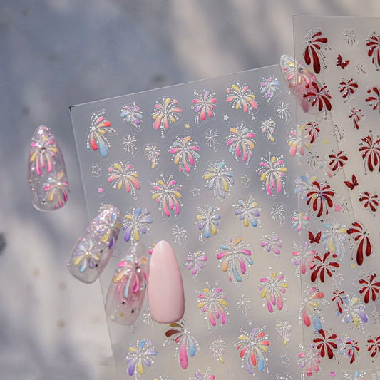 3D Firework Nail Stickers For New Year Party