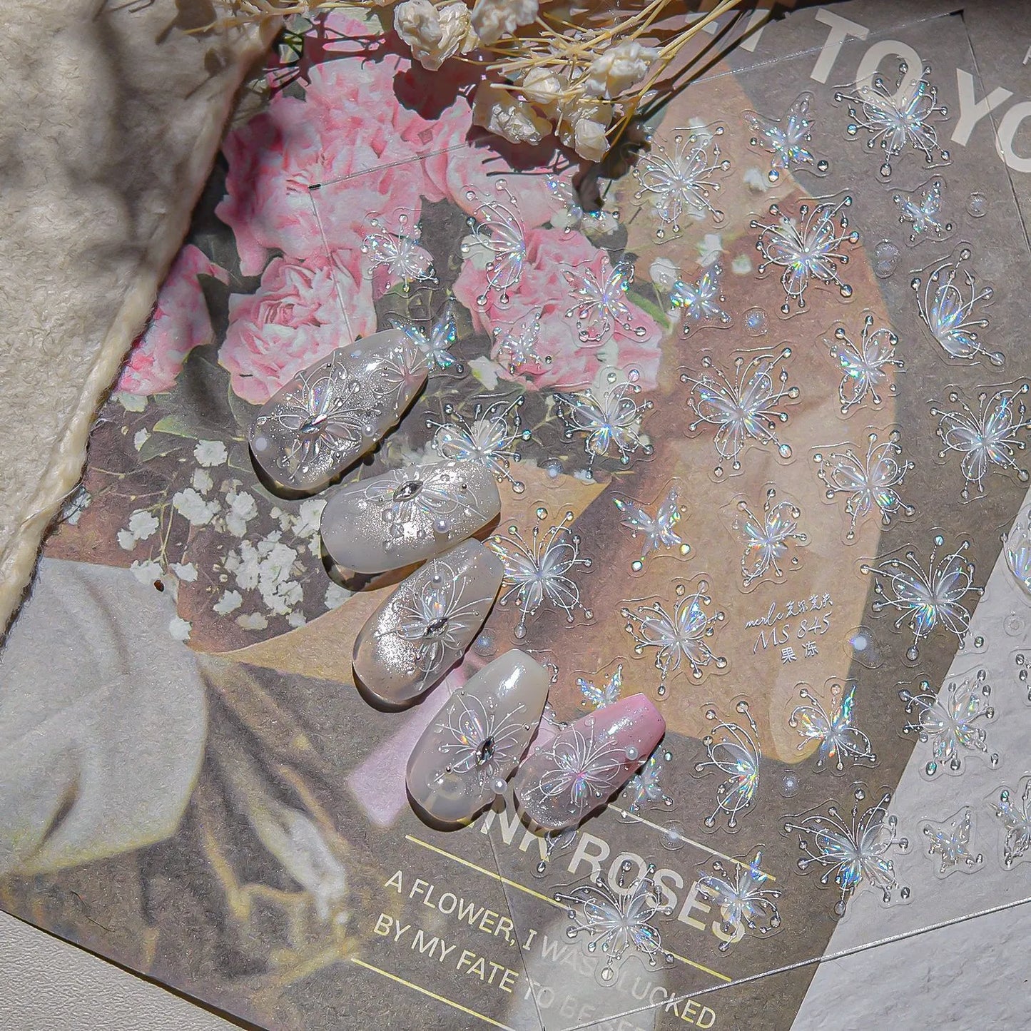3D Holographic Butterfly Nail Stickers | Fairy Aurora Y2K Nail Art Decals