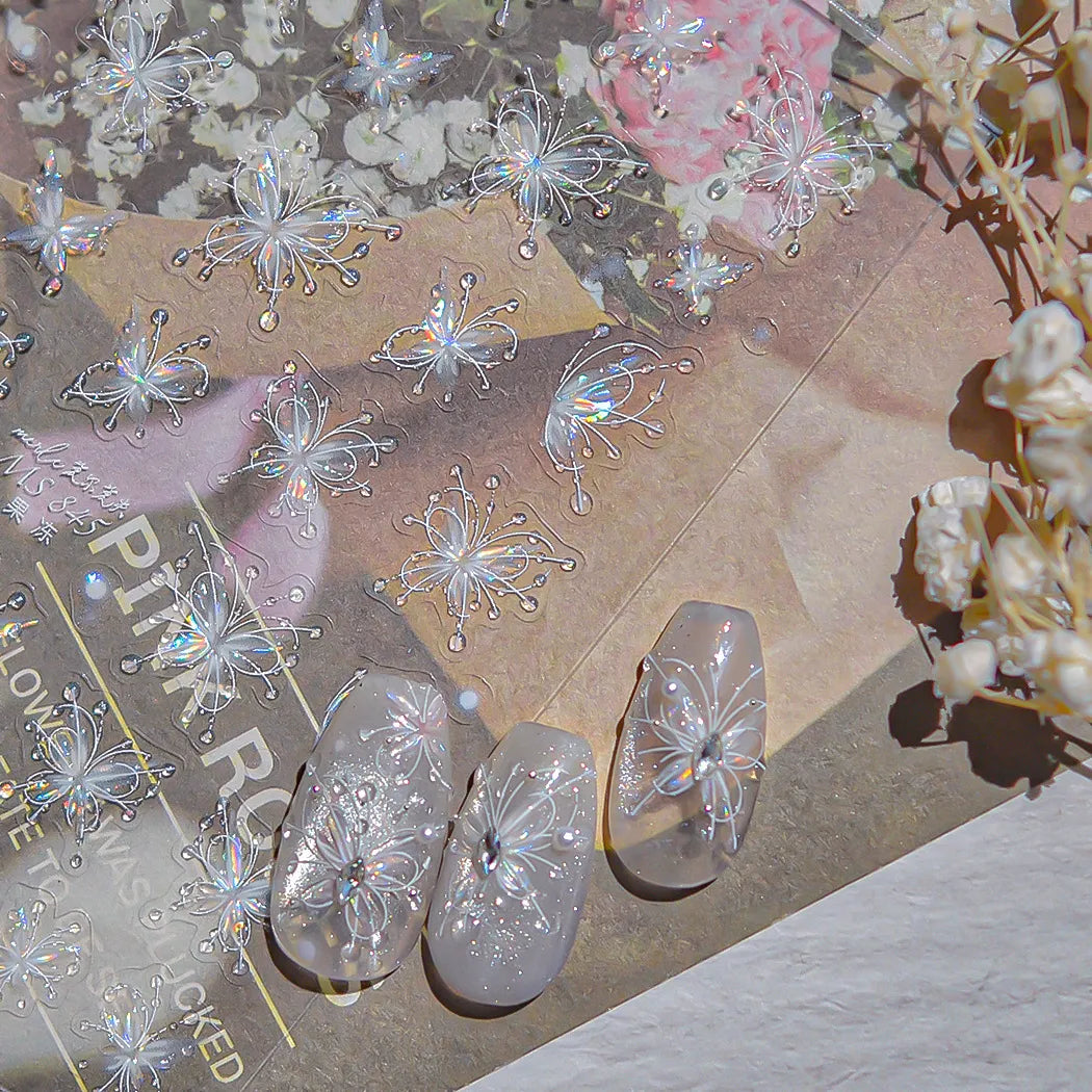 3D Holographic Butterfly Nail Stickers | Fairy Aurora Y2K Nail Art Decals
