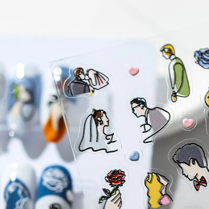 3D Nail Art Stickers Wedding Brides Design Adhesive Sticker Decals TS1346