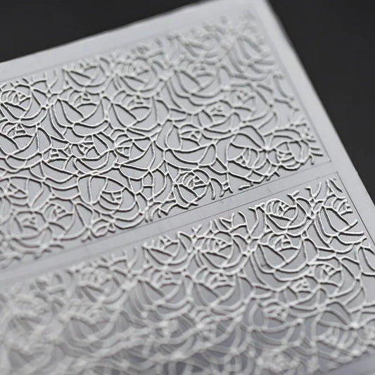 3D White Vintage Lace Nail Art Stickers Adhesive Sticker Decals TS215