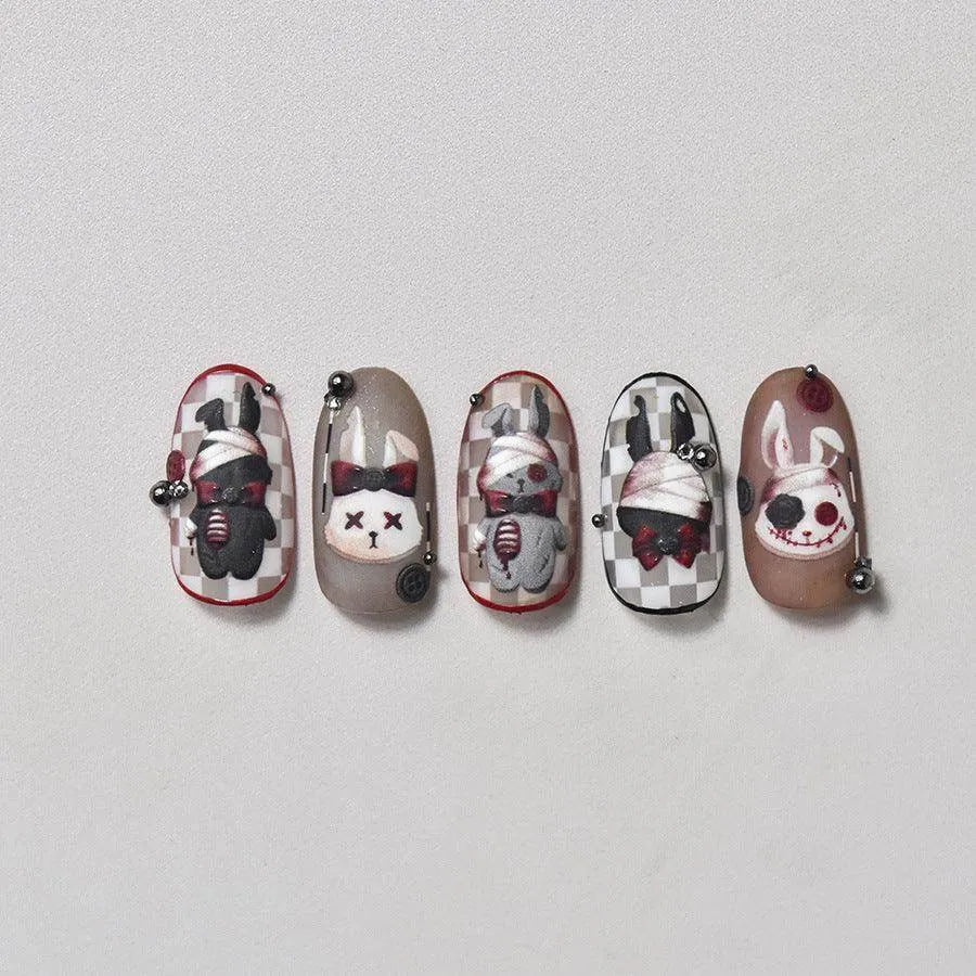 Bandage Rabbit Nail Art Stickers Adhesive Shoelace Embossed Sticker Decals to3352
