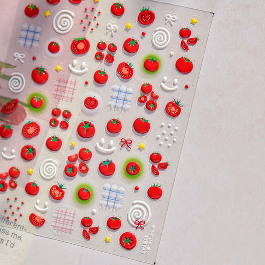 5D Cute Tomato Nail Stickers | Cottagecore