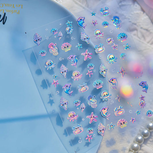 5D Ocean Animal Nail Stickers – Cute Holographic Sea Creatures to5148