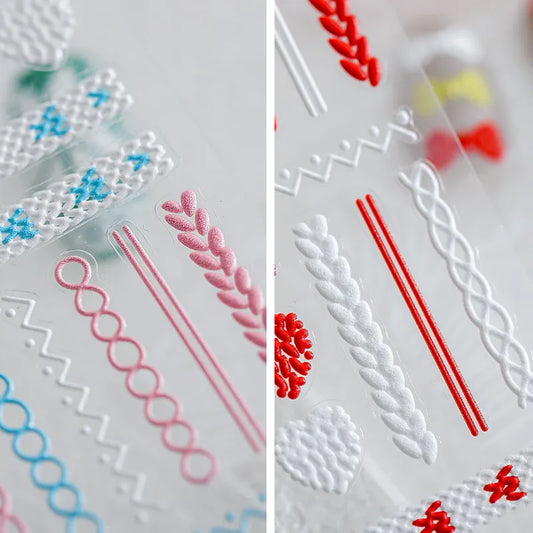 5D Christmas Sweater Nail Stickers – Cable Knit & Holiday Pattern Nail Art