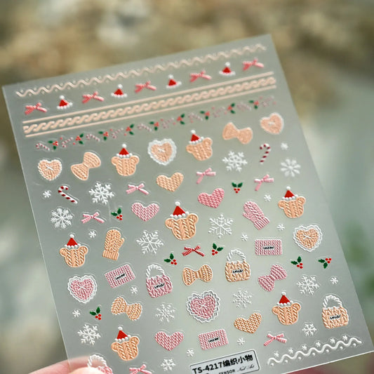 5D Christmas Knit Sweater Nail Stickers TS4217