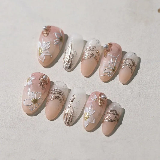 5D Flower Leaf Nail Art Stickers Adhesive Slider Lace Flower Sticker Decals TS3482