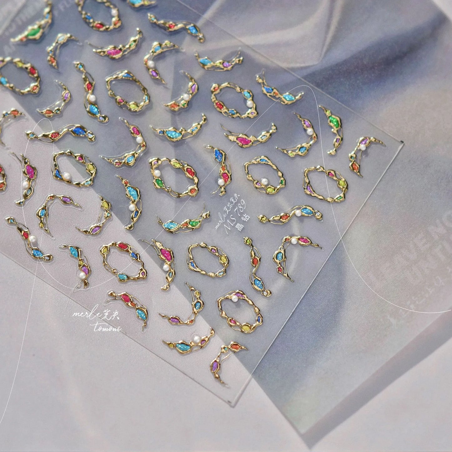 5D Irregular Gemstone & Pearl Nail Art Stickers MS789