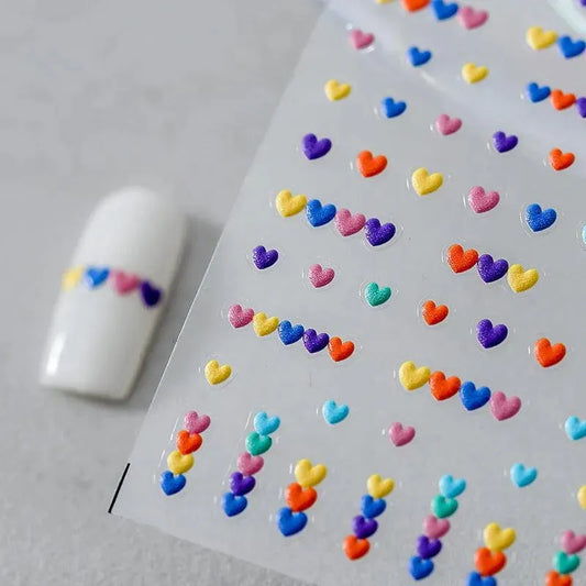 5D Mini Hearts Nail Art Stickers Candy Colors Love Heart Shape Adhesive Slider Sticker Decals KX174