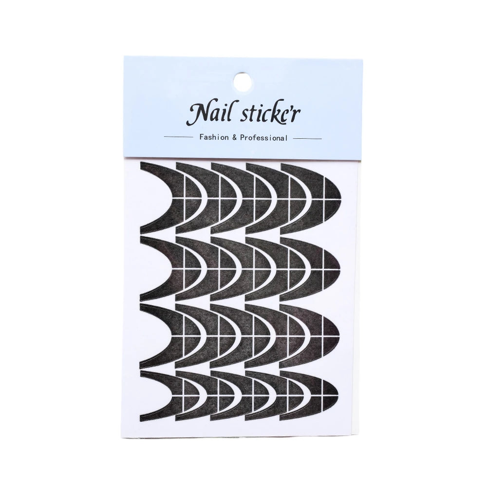 5-Pack French Manicure Black Tip Guides with Center Alignment Guide