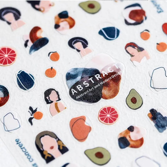 Abstract Face Lady Nail Art Stickers 3D Adhesive Sticker Decals TS419