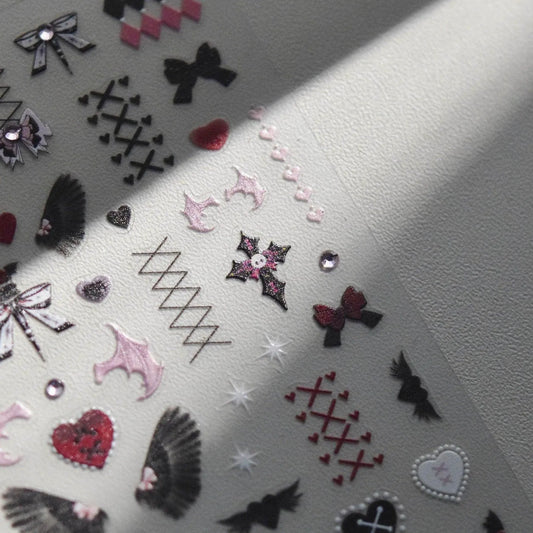 Angel Wings Nail Art Stickers Adhesive Embossed Devil Sticker Decals to3023