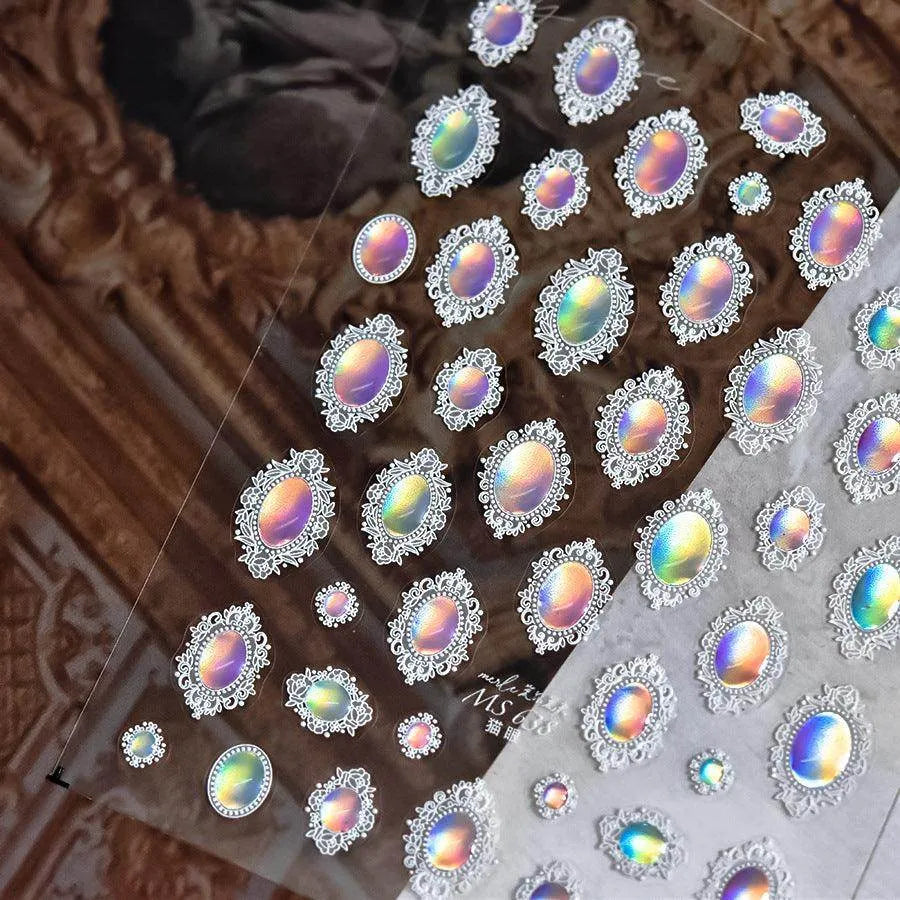 Aurora Jelly Album Nail Art Stickers Aurora Light Adhesive Embossed Sticker Decals