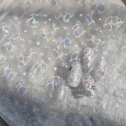 Aurora Light Bubble Nail Art Stickers Adhesive Water Bubble Marble Sticker Decals MS567