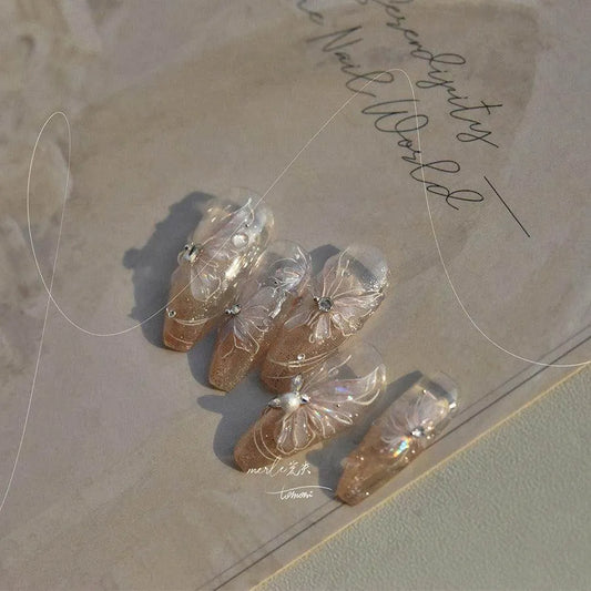 Aurora Light Butterfly Nail Art Stickers Adhesive Embossed Pink Wing Design Sticker Decals MS533