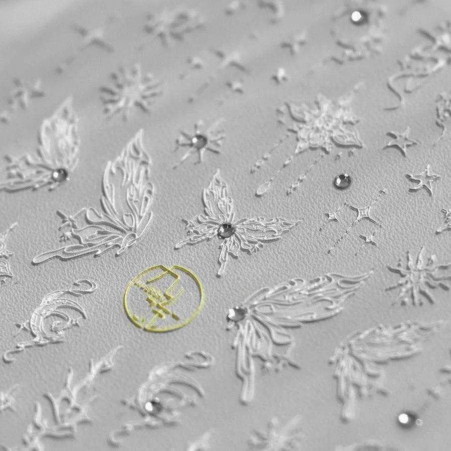 Aurora Shell Light Nail Art Stickers Adhesive Embossed Butterfly Sticker Decals to3229