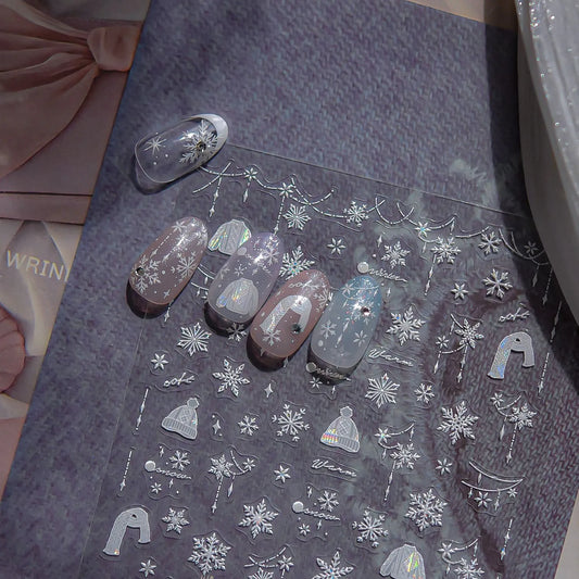 Aurora Snowflake Nail Stickers | Iridescent Winter Holiday Nail Art Decals 5257