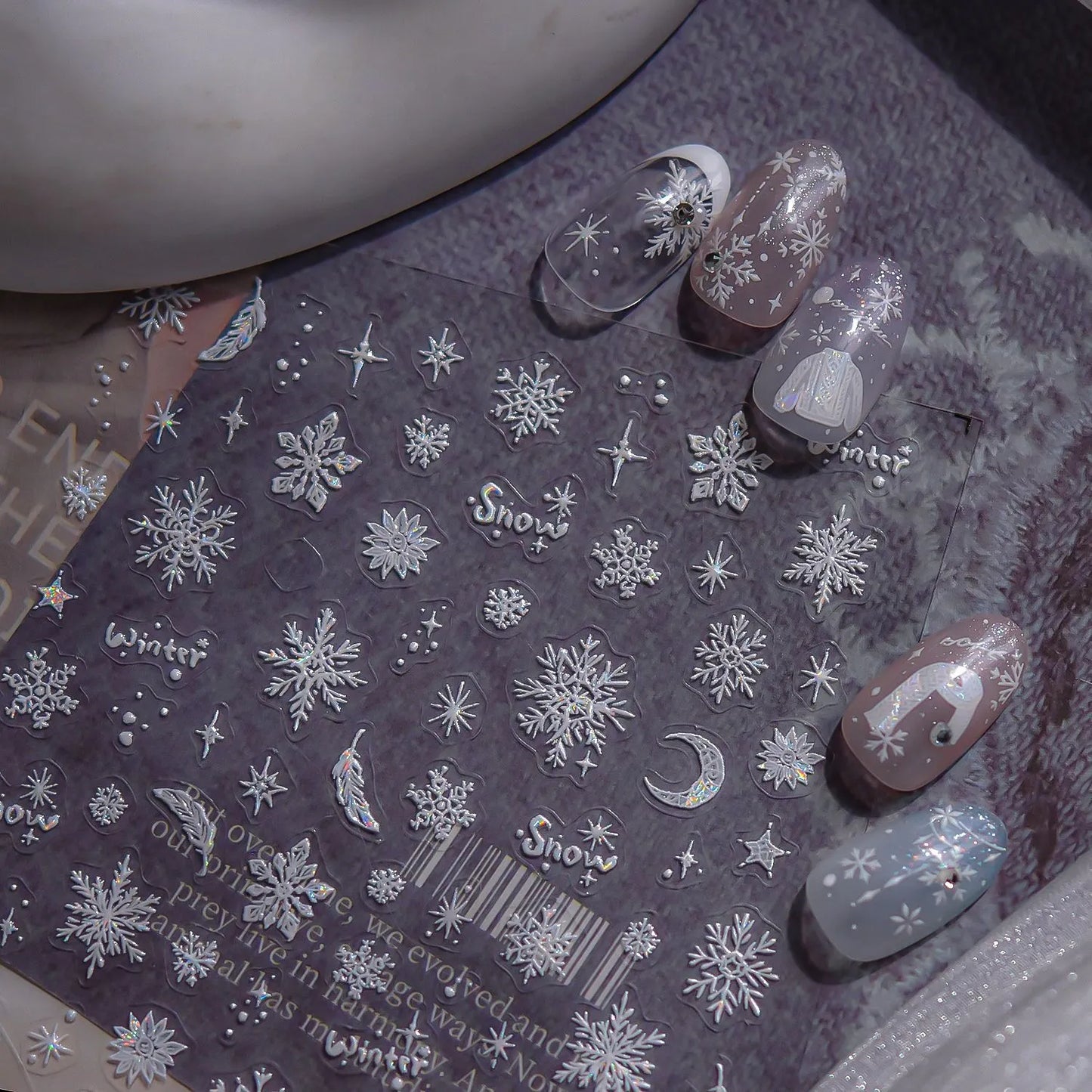 Aurora Snowflake Nail Stickers | Iridescent Winter Holiday Nail Art Decals 5257