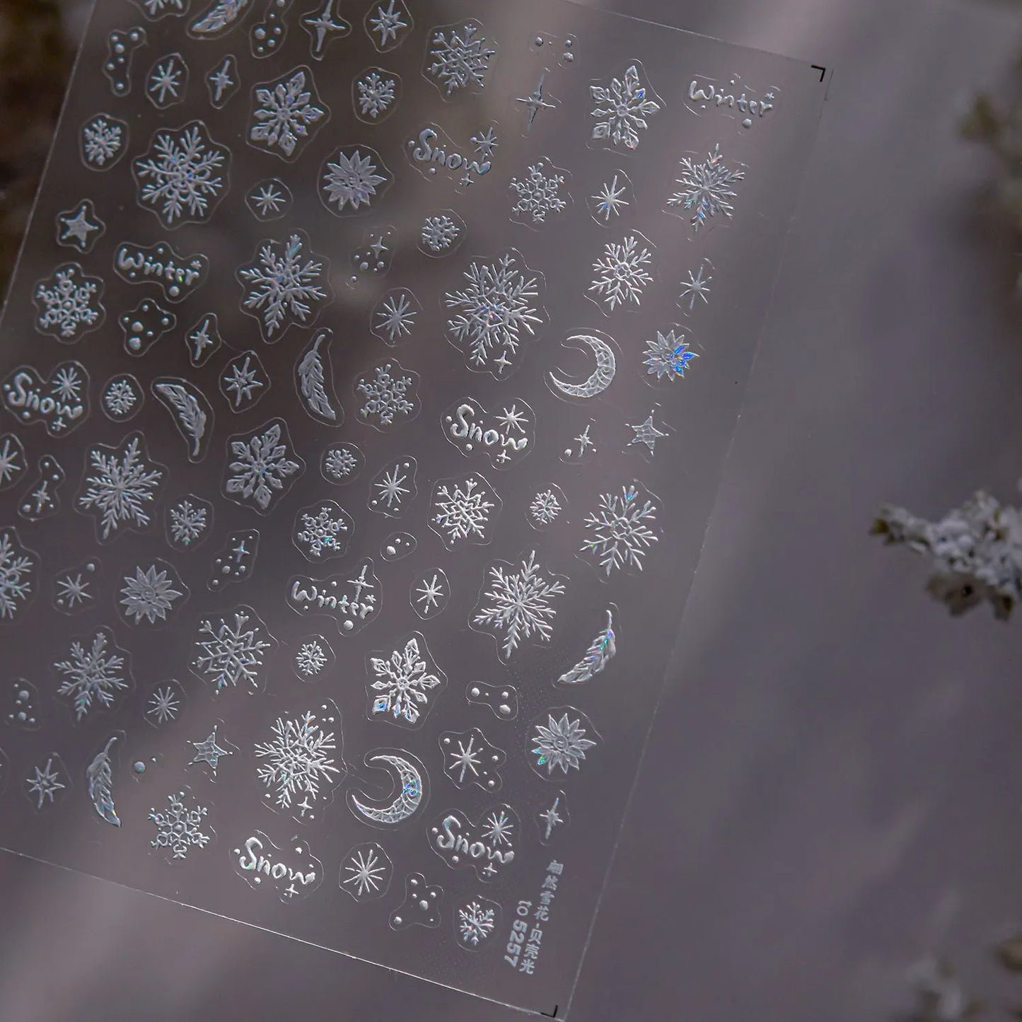 Aurora Snowflake Nail Stickers | Iridescent Winter Holiday Nail Art Decals 5257