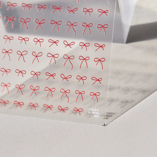 Black White Bow Nail Art Stickers Bow Tie Adhesive Embossed Sticker Decals