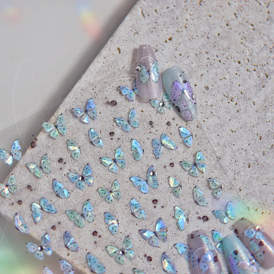 Black White Butterfly Nail Sticker Speckled Butterfly Wings Adhesive Sticker Decals MS588