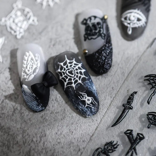 Black White Nail Art Stickers Adhesive Slider Pirate Totem Sticker Decals TS1697