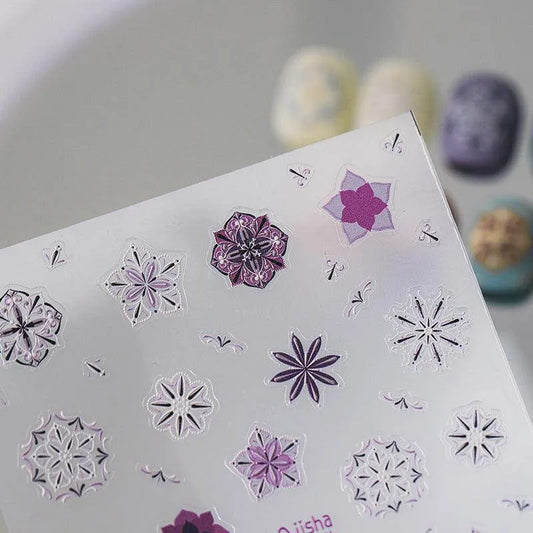 Bohemia Style Nail Art Stickers Adhesive Sliders Floral Embossed Sticker Decals